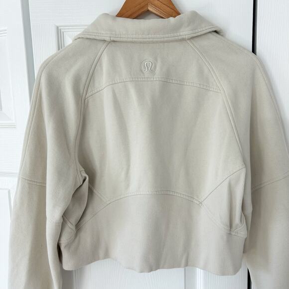 Lululemon Scuba Oversized Half Zip Pullover Funnel Neck Cream XS/S Cotton - Picture 6 of 6